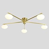 Magiroz 5 Lights Industrial Semi Flush Mount Ceiling Light Fixture Gold Modern Sputnik Chandelier Ceiling Light Fixtures Glob
