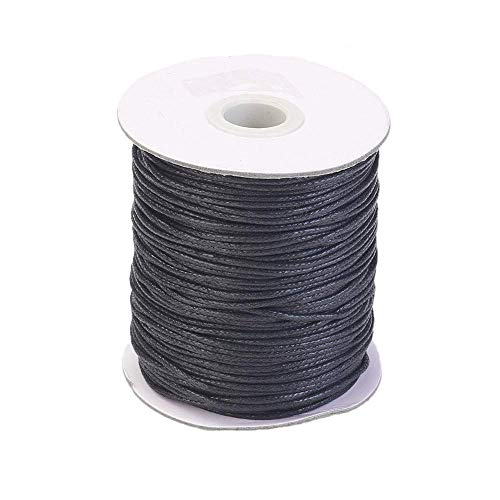 Craftdady 100 Yards 1.5mm Waxed Cotton Cord Macrame Bracelet Necklace Jewelry Making Waxed Beading Thread String (Black)
