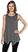 Velucci Womens Tunic Tank Top T-Shirt - Loose Basic Sleeveless Tee Shirt Blouse, (Charcoal-M)