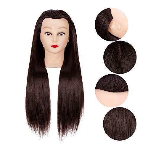 Cosmetology Mannequin Head Hair Styling 26-28inches Training Head Synthetic Fiber Manikin Head Doll Head with Clamp (4#)
