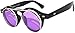 OWL Steampunk Retro Gothic Vintage Hippie Colored Metal Round Circle Frame Sunglasses Colored Lens (FlipUP_C3_Blk_Purple, PC Lens)