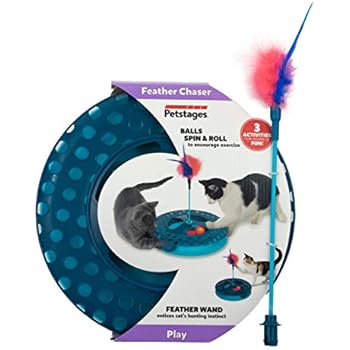 Petstages Feather Chaser Track Cat Ball Chaser Track And Feather Wand Interactive Cat Toy For Kitty Exercise Ideal Cat Toys For Indoor Cats