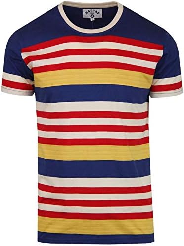 Madcap England Cosmo Retro 1970s Stripe T-Shirt in Cobalt Blue