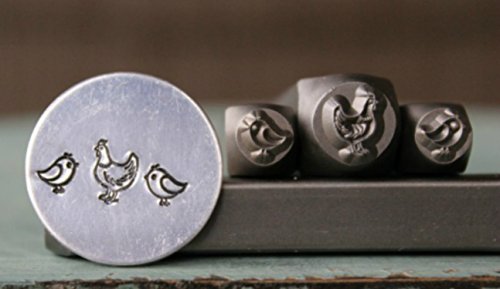 Brand New 3 Stamp 8mm Mother Hen (Chicken) and (2) 5mm Chicks (left and right facing) Metal Punch Design 3 Stamp Set - Supply Guy - CH-1089185