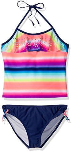 Angel Beach Big Girls' Swim Rainbow Storm Tankini Set, Multi, 7