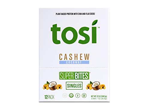 Tosi Plant-Based Protein Bars, SuperBites Nut Bars (12 Pack), Cashew Coconut, Vegan Snacks, Crunchy Snack Bar, Gluten… - Image 3