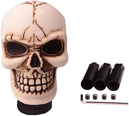 SMKJ Universal Bone Resin Skull Head Style Car Shift Knob Shifter Knobs Lever Gear Stick for Most Manual or Automatic Transmission Vehicles(Beige)