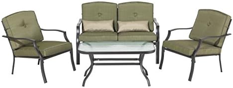 Backyard Classics Cypress 4-Piece Patio Seating Set with Sofa Chairs, Loveseat, and Glass Coffee Table