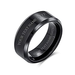 Plain Simple Beveled Edge Black Couples Titanium