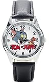 Looney Tunes Tom and Jerry Characters Logo Black Leather Band WRIST WATCH