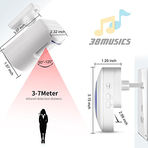 Wireless Home Security Driveway Alarm System with 2 Infrared Motion Sensor Detector and 1 Plug-in Receiver