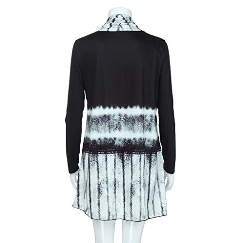 Blouse for Women Elegant, Yezijin Women Tie-Dye Hi-Low Open Cardigan Long Sleeve Asymmetric Top Blouse 2019 New Black - Thumbnail 6