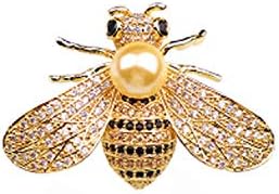 SummerTNG Women Fashionable and Refined Out Brooches,Little Bee Diamond Gold Freshwater Pearl Brooch Bumblebee pin Accessories