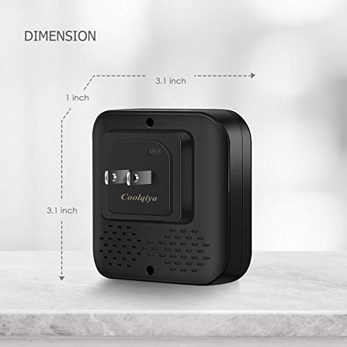 Coolqiya Doorbell Kit Wireless Door Bell Chimes with 3 Plugin Receivers and 2 Remote Waterproof Door Buttons, No Battery Required for Receivers, 52 Ringtones, Black