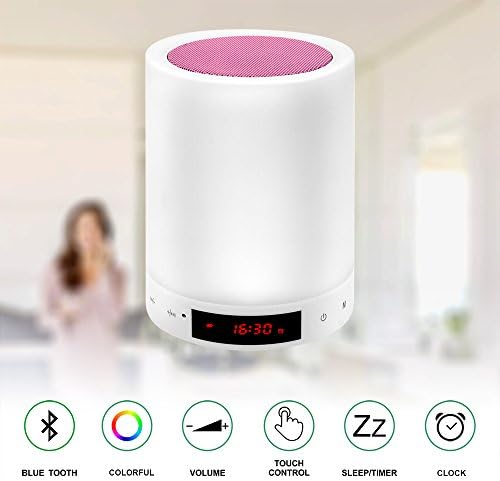 X1 Night Lights Bluetooth Speaker,Bedside Lamp Touch Control Alarm Clock Color LED Color Changing Wireless Speaker with Lights USB AUX MP3 Music Player for Kids,Party,Bedroom,Outdoor