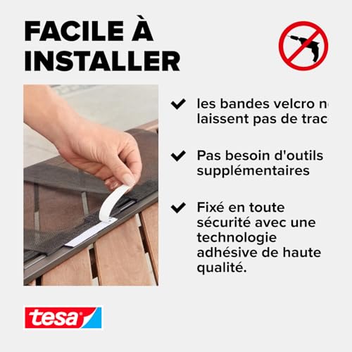 Insect Stop Lamella STANDARD pour Portes - Rideau 4 Parties de Filets Anti-Moustiques avec Bandes Auto-Agrippantes - Sans Perçage - Blanc, 95 x 220 cm