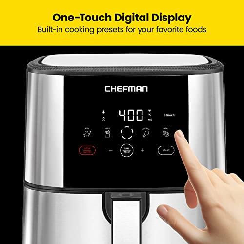 Chefman TurboFry Touch Air Fryer, Large 5Quart Family Size, One Touch