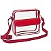 Clear Crossbody Messenger Shoulder Bag with Adjustable Strap NFL Stadium Approved Transparent Purse (Red)