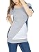 Allegra K Women's Boat Neck Batwing Sleeves Color Block Tunic Top M Grey