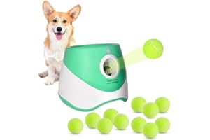 RERBIO Ball Launcher for Dogs, Automatic Dog Ball Launcher with 12Tennis Balls,Ball Thrower for Dogs Indoor and Outdoor
