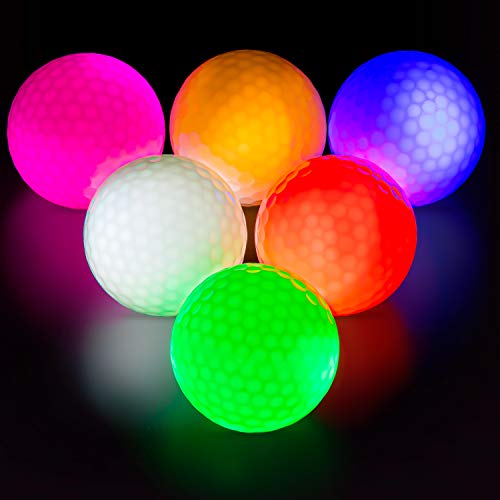 Pelotas de golf que brillan en la oscuridad con luz LED 6un