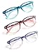 Colorful Round Womens Reading Glasses for Reading - Set of 3 - Blue, Pink, Purple, Value Pack - +1.50