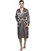 FAYBOX Men Satin Robe Long Bathrobe Lightweight Sleepwear