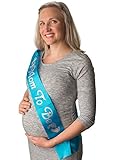 Mom to be Sash — Soft, Blue Satin with Silver Glitter — Baby Shower Sash for Mom — Baby Boy or Twins — Neutral — Best Baby Shower Gift or Baby Shower Decorations