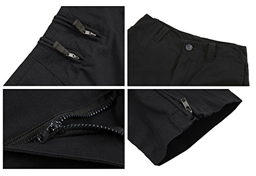 EKLENTSON Men's Work Pants Cargo Cotton Tactical Combat Multi-Pocketed Pants Straight-Leg Black
