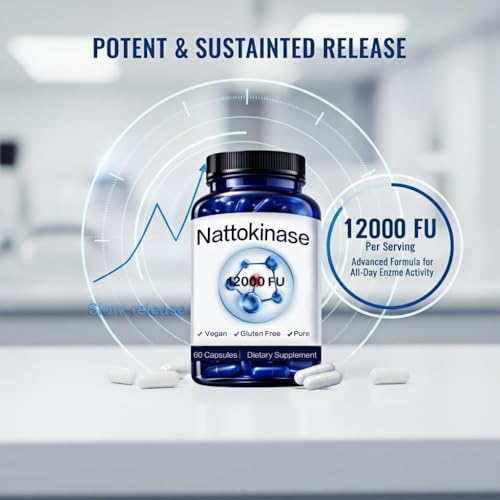 Nattokinase Supplement, 400 mg - 12000 FU, Helps Support Cardiovascular Health 60 Count
