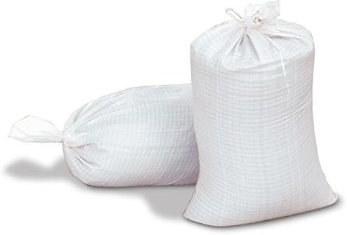 Sand Bags - Empty White Woven Polypropylene Sandbags with Ties, UV Protection; Size: 14" x 26" (1)