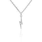 Amaxer Adjustable Length Lightning Bolt Necklace Minimalist Jewelry for Women Men Trendy Stainless Steel Pendant for Daily Wear