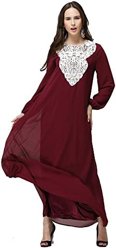 Kharadin Women's Muslim Loose Dress Double Layer Chiffon Robe