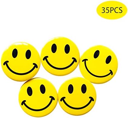 35 Pcs Mini Classic Smiley Smile Face Pinback Buttons Metal Button Backpack Jackets Pins 1 Inch Size
