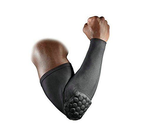 OWIKAR 1 Pair/2 Pcs Honeycomb Elbow Pads Crashproof Arm Sleeves Basketball Football Volleyball Protector Padded Support elbow Brace Shin Guards Protective Gear for Girls Boys Kids Men (Black, Large)