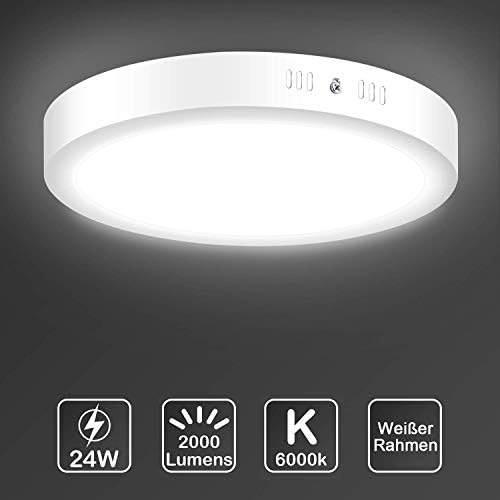 LED Ceiling Light 24W,Uchrolls Round Flush Mounted LED Ceiling Ligh,150W Equivalent,2000LM, Daylight White 6000K, Ø 30cm, Surface Mounted Panel Wall Lamp for Dining Room, Kitchen, Bedroom