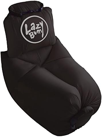 Easy Inflatable Couch Lounger by Lazy Bum – Air Chair Sofa with Travel Bag for Indoor Outdoor Beach Camping Festivals BBQ Backyard Pool Hiking Events Tailgating and Everyday Lounging Furniture, Black