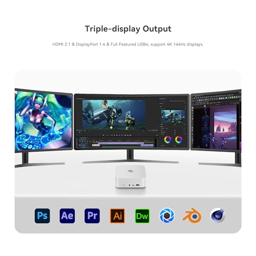 Beelink SER8 Gaming Mini PC, Ryzen 7 8845HS, 32Go DDR5, SSD NVMe 1To, Mini Ordinateur Bureau prenant en Charge Trois écrans 4K, Mini Ordinateur Professionnel pour la bureautique, LAN 2,5 G, Wi FI 6