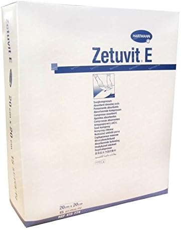 Hartmann Zetuvit E Sterile Absorbent Dressing Pads, 20cm x 20cm, Pack of 15, 15 Count (Pack of 1)