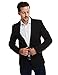 Pishon Men's Slim Fit Suits Casual One Button Flap Pockets Solid Blazer Jacket Business Daily Blazer, Black, Small