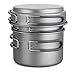 Wild Peak Titanium Lightweight 3-Piece (1.2L, 800ml, 400ml) Pot and Pan Camping Hiking Mess Kit Cookware Set