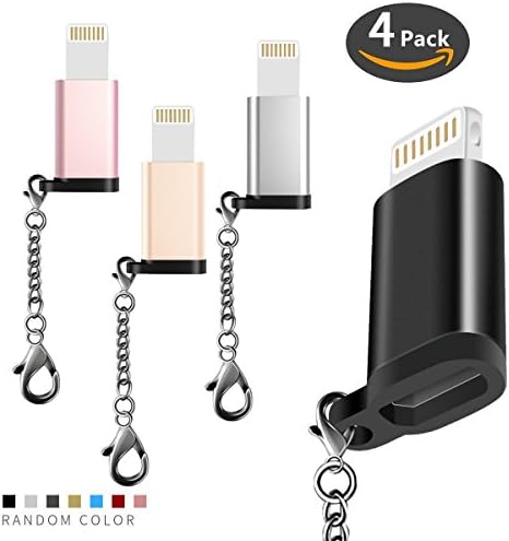 i.Valux (4 pack) 8-pin Lightning to Micro USB Adapter/Converter/Connector with Keychain compatible for iPhone 7 iPhone 8 iPad Macbook.,Apple iOS all versions.
