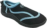 Sea Sox Ladies Womens Waterproof Water Shoes Aqua Socks Beach Pool Yoga Exercise Black/Light Blue 8