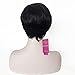 HOTKIS Short Bob Wigs Short Pixie Human Hair Wigs with Bangs Black Hair Short Wigs for Black Women (Side Bang)