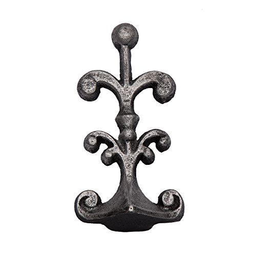 image for Fleur De Lis Cast Iron Door Stop | Decorative Door Stopper Wedge | wit