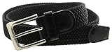 Mens Braided Elastic Stretch Belt Leather Tipped End and Silver Metal Buckle Plus Size XXL/2XL and XXXL/3XL