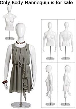 New Round Chrome Based Glossy White Female Half Body Form 31 1/2" Bust