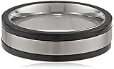 Men's Stainless Steel with Black Plating Ring, Size 8