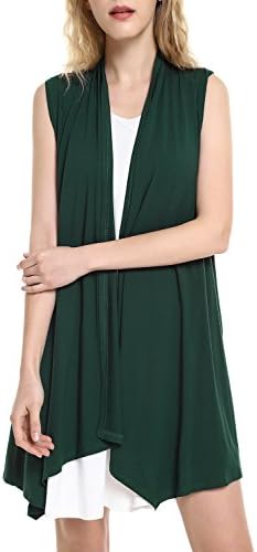 ZAN.STYLE Women's Lightweight Sleeveless Draped Open Front Cardigan Vest