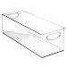 mDesign Plastic Office Supply Organizer - Storage Holder Bin with Handles for Desk Drawer, Cabinet - Pencil, Pen, Envelope and Supplies Container Basket - Ligne Collection - 4 Pack - Clear